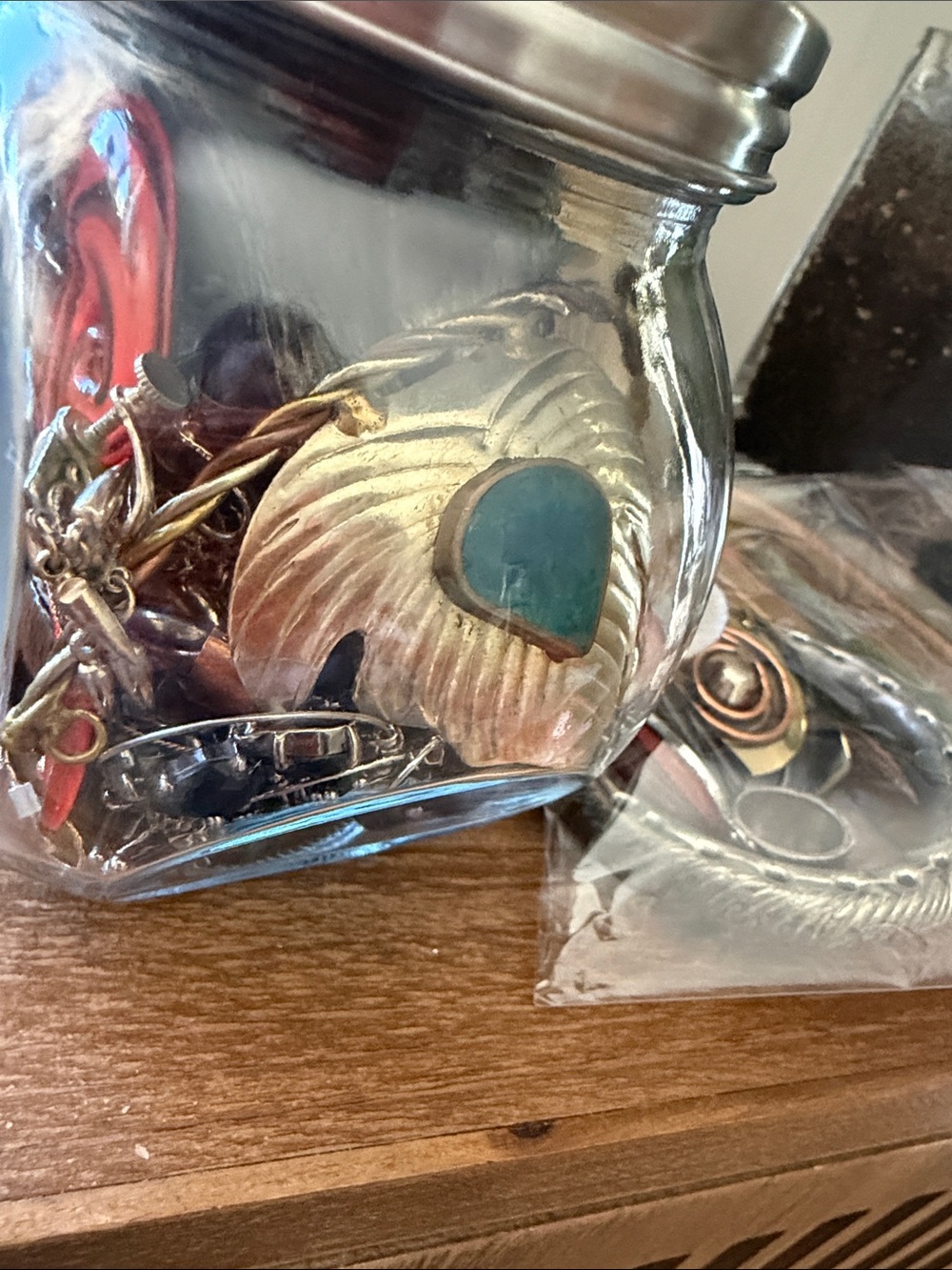 Primitive custom and custom artsy Mixed Metals Mystery Jewelry Jar - Picture 4 of 7